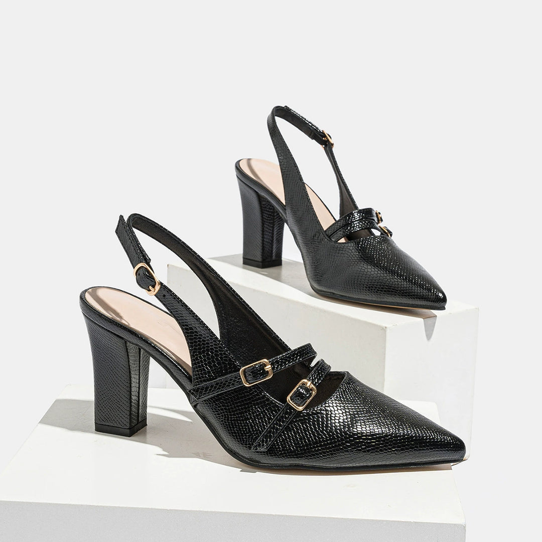 CAMILLE TEXTURED LEATHER HEELS