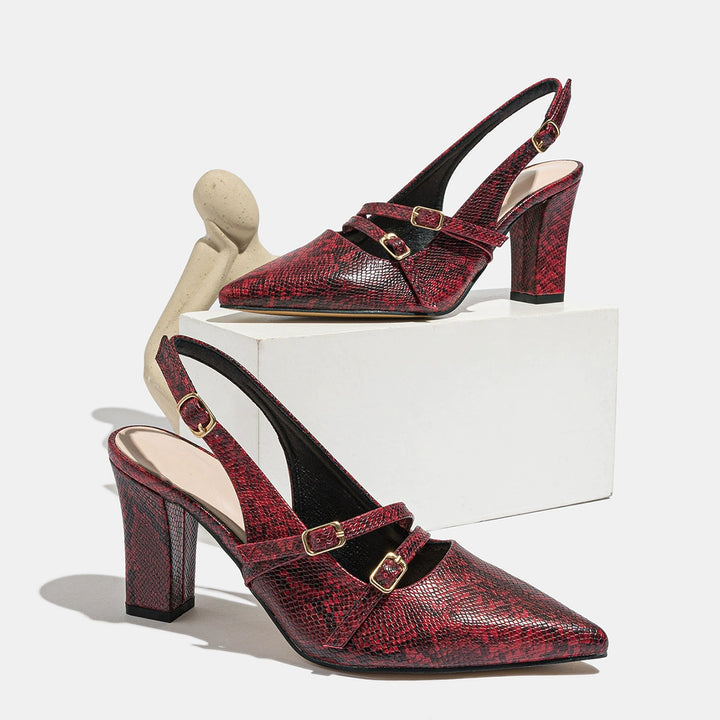 CAMILLE TEXTURED LEATHER HEELS