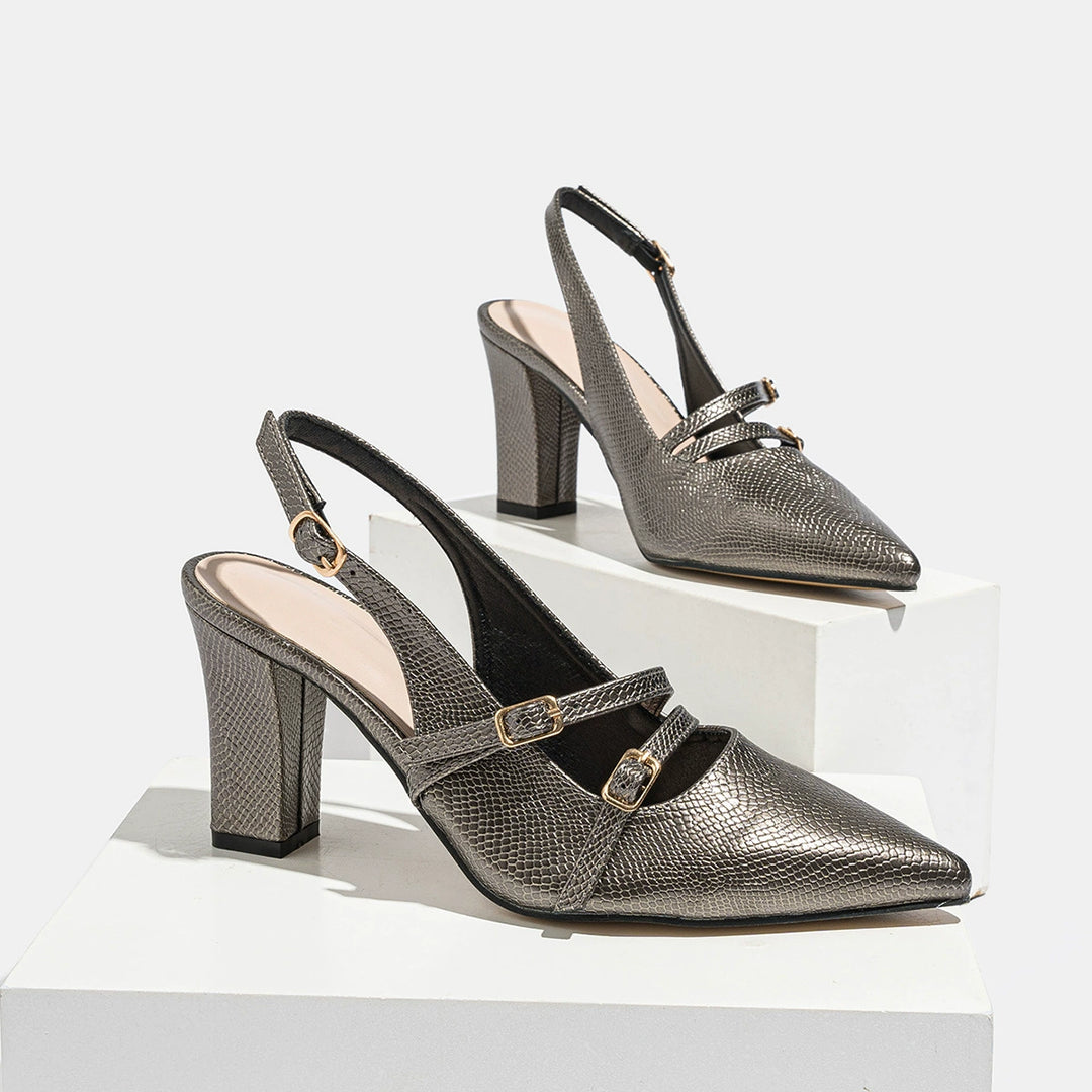 CAMILLE TEXTURED LEATHER HEELS