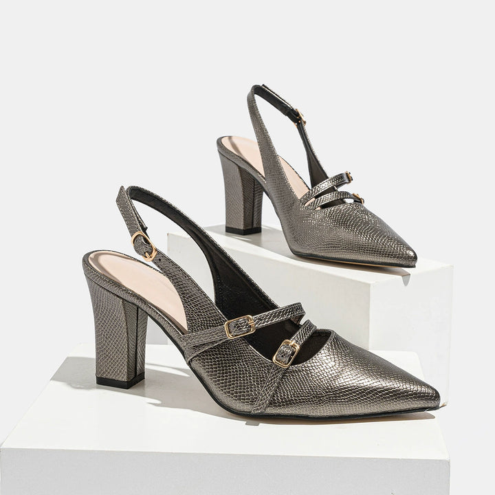 CAMILLE TEXTURED LEATHER HEELS