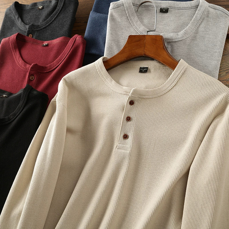 ASHFORD WAFFLE COTTON HENLEY
