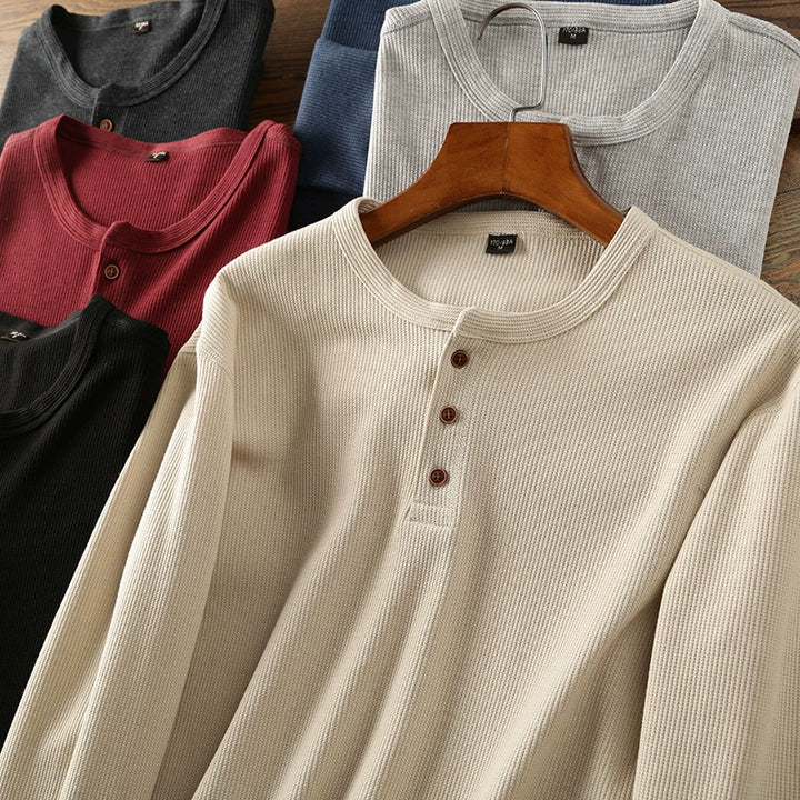 ASHFORD WAFFLE COTTON HENLEY